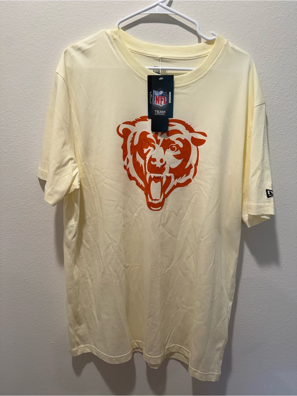 New Era Cream Tee with Orange Chicago Bear Logo